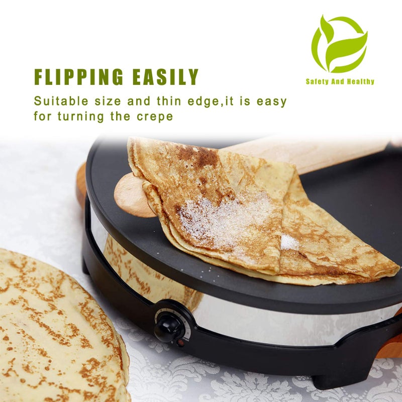 Prowithlin 4 Piece Crepe Spreader and Spatula Set  Crepes Maker Made Of 100% Natural Beech Wood  12"" Crepe Spatula and 4.7"" Crepe Spreader  Crepe Pan Dosa Pan Accessories Crepe Tools - Image 4