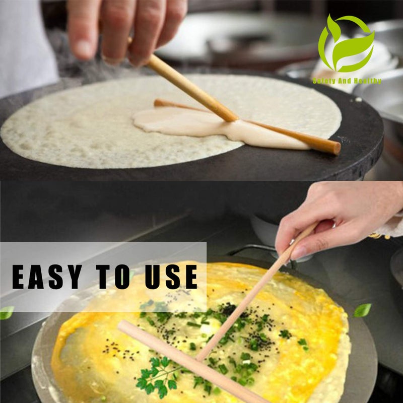 Prowithlin 4 Piece Crepe Spreader and Spatula Set  Crepes Maker Made Of 100% Natural Beech Wood  12"" Crepe Spatula and 4.7"" Crepe Spreader  Crepe Pan Dosa Pan Accessories Crepe Tools - Image 5