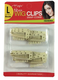 Magic Collection 12 Pcs Wig Clips Snap Comb Large 1 7/16" (Blonde) 