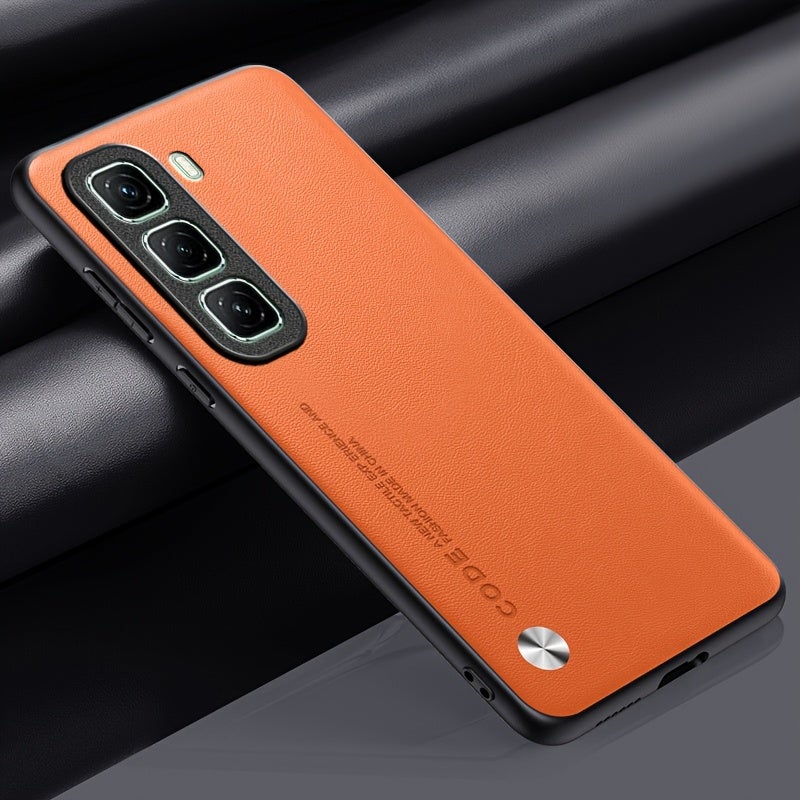 Code Premium Matte Faux Leather Phone Case For Infinix Hot 50 / Infinix Hot 50 Pro, Slim Shockproof Anti-Scratch Full Camera Protective Back Cover, 4 Colors  Available - Image 1