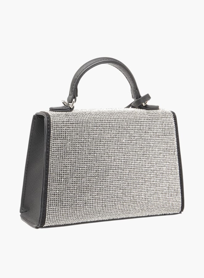 MISSY Women's Embellished Satchel Bag with Detachable Strap and Magnetic Closure  - Image 3