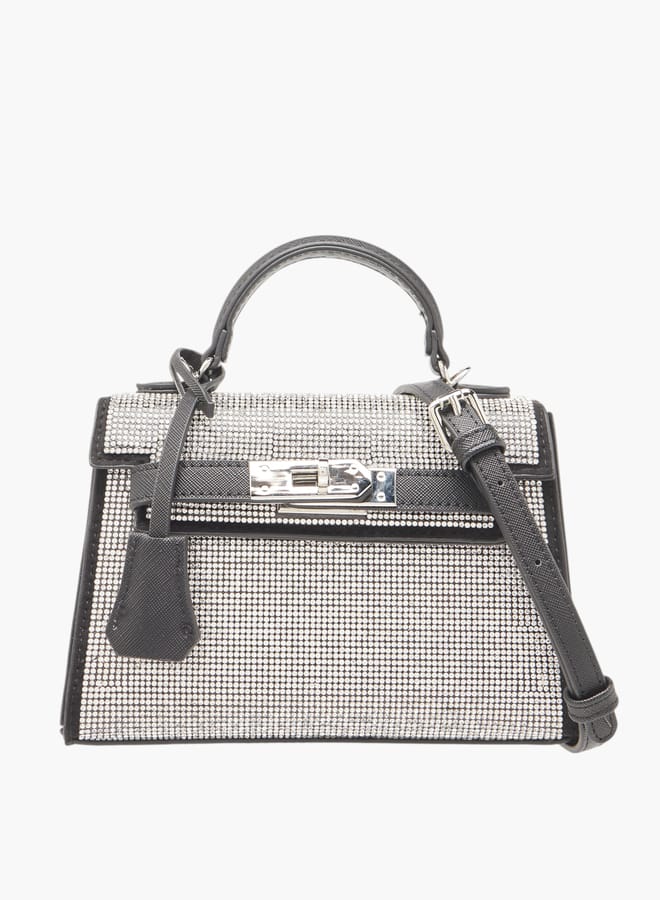 MISSY Women's Embellished Satchel Bag with Detachable Strap and Magnetic Closure  - Image 1