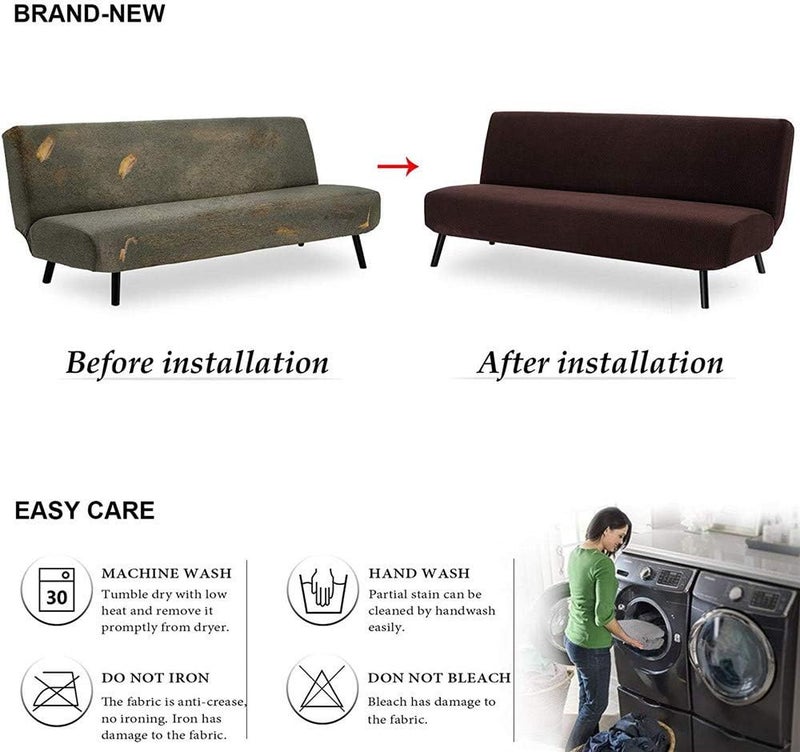 LINGKY Brown Armless Sofa Cover - Image 5