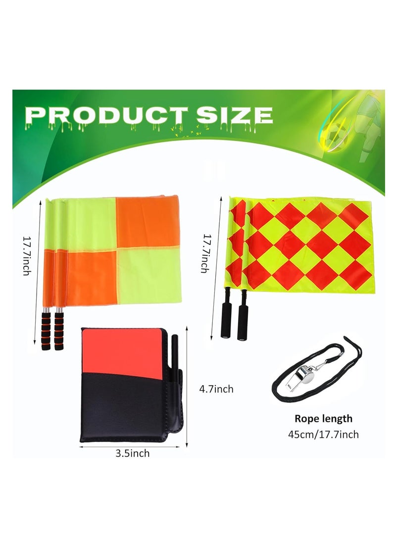 FengSVMA 9 Pieces Soccer Referee Flags Kit,4 Pieces Soccer Sports Referee Flags,Referee Whistle,Referee Cards with Notebook and Packaging Bags for Soccer Volleyball Basketball Football Competition - Image 2