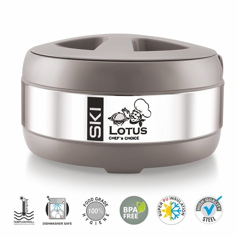 SKi Homeware SKI Lotus 1500 ml Steel Casserole - 2 Pcs Set (Size : 22.5 x 22 x 13 cm) Black  - Image 3