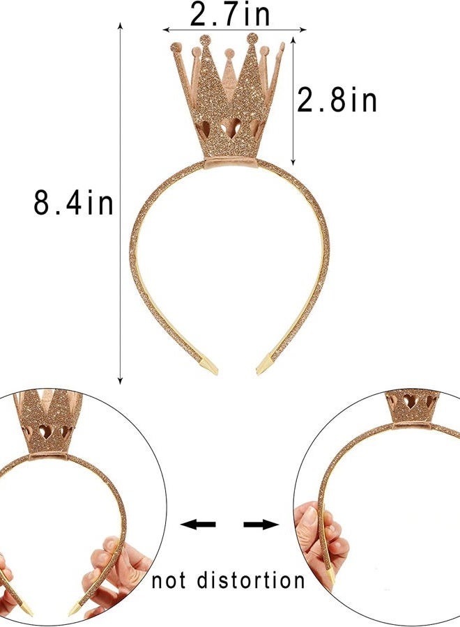 Ever Fairy Girls Shiny Crown Hairband Princess Girl Crown Headband Wedding… (Gold B) - Image 2