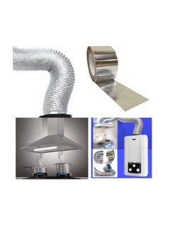 Shams Hobby or chimney expands to 7.5 meters and 6 inches (15.06 cm) in diameter, made of thermally expandable aluminum for kitchen hood, gas heater and air conditioning + a special thermal paste roll of 23 yards + a hobby hood with a button to control opening and closing  - Image 2