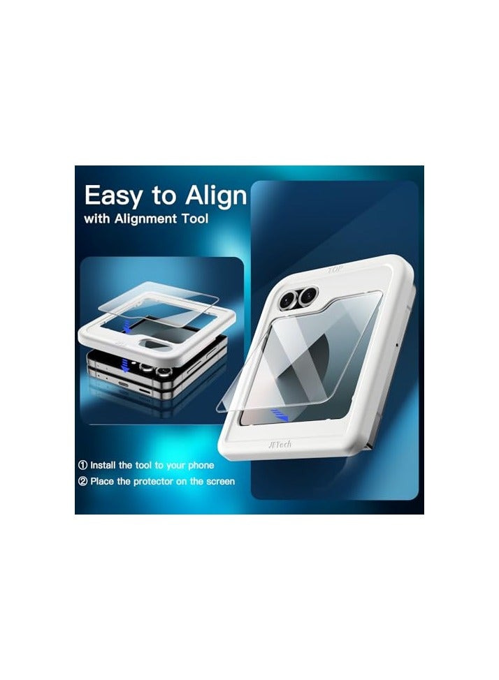 JETech Front Screen Protector for Samsung Galaxy Z Flip 6, Tempered Glass Film with Easy Installation Tool, Case-Friendly, HD Clear, 3-Pack - Image 4