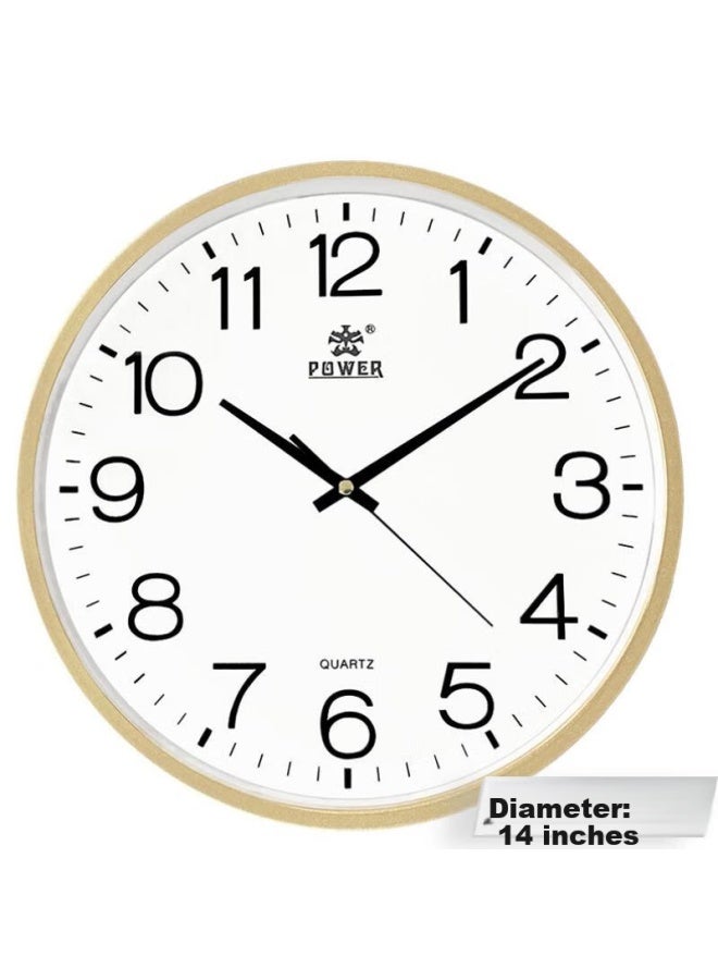 Power Wall Clock, Living Room Simple Clock, Creative Wall-mounted Quartz Clock, No Drilling Required, Home Use, 35cm, Gold Bw239519a1 - Image 2