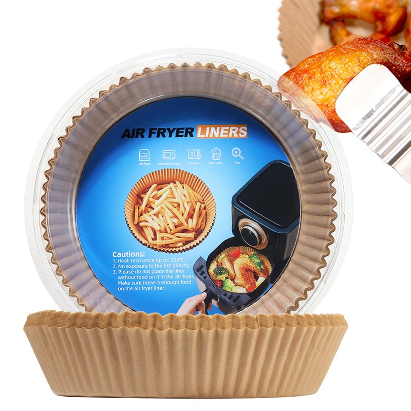 Foopama 100PCS Air Fryer Disposable Paper Liners Fit 35QT NonStick Air Fryer Parchment Paper Air Frying Roasting Microwave Basket Oilproof Resistant Baking Parchment Paper Thick Round 65inch 