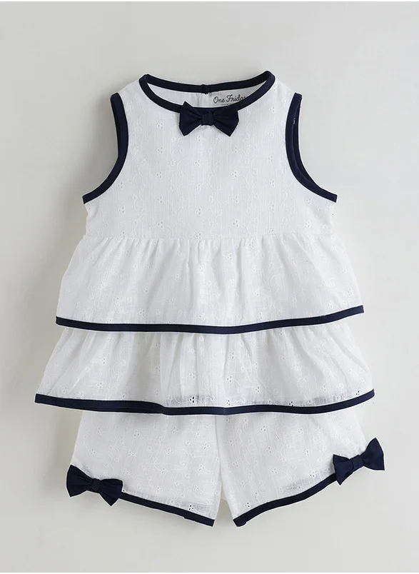 ون فرايدي One Friday Infant Off White Regular Fit Sleeveless Solid Dress with Shorts