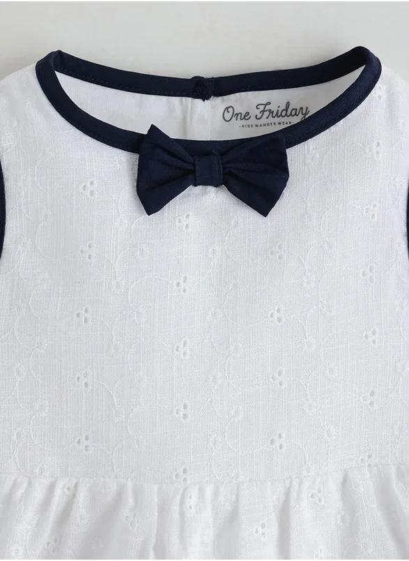 ون فرايدي One Friday Infant Off White Regular Fit Sleeveless Solid Dress with Shorts