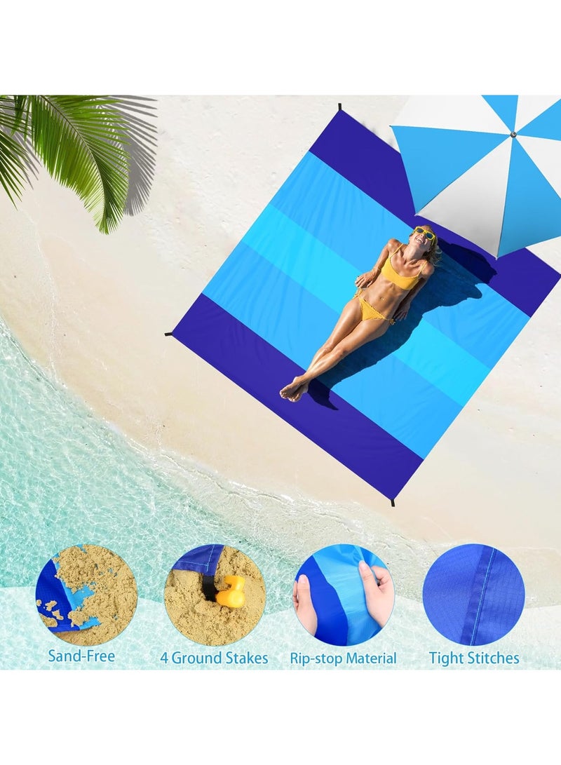 بي إيان سجادة الشاطئ المحمولة القابلة للطي - مقاومة للماء والرمل، خفيفة الوزن، سجادة نزهة لالتقاط الصور، التخييم، المشي لمسافات طويلة، الشاطئ، الحديقة، اليوغا - سهلة التنظيف، تجف بسرعة (كبيرة تقريبًا 200*210 سم). - Image 2