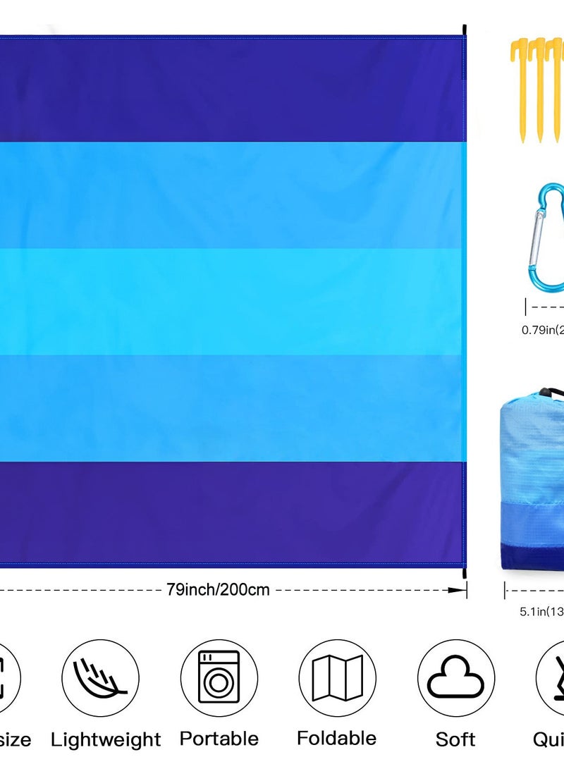 بي إيان سجادة الشاطئ المحمولة القابلة للطي - مقاومة للماء والرمل، خفيفة الوزن، سجادة نزهة لالتقاط الصور، التخييم، المشي لمسافات طويلة، الشاطئ، الحديقة، اليوغا - سهلة التنظيف، تجف بسرعة (كبيرة تقريبًا 200*210 سم). - Image 3