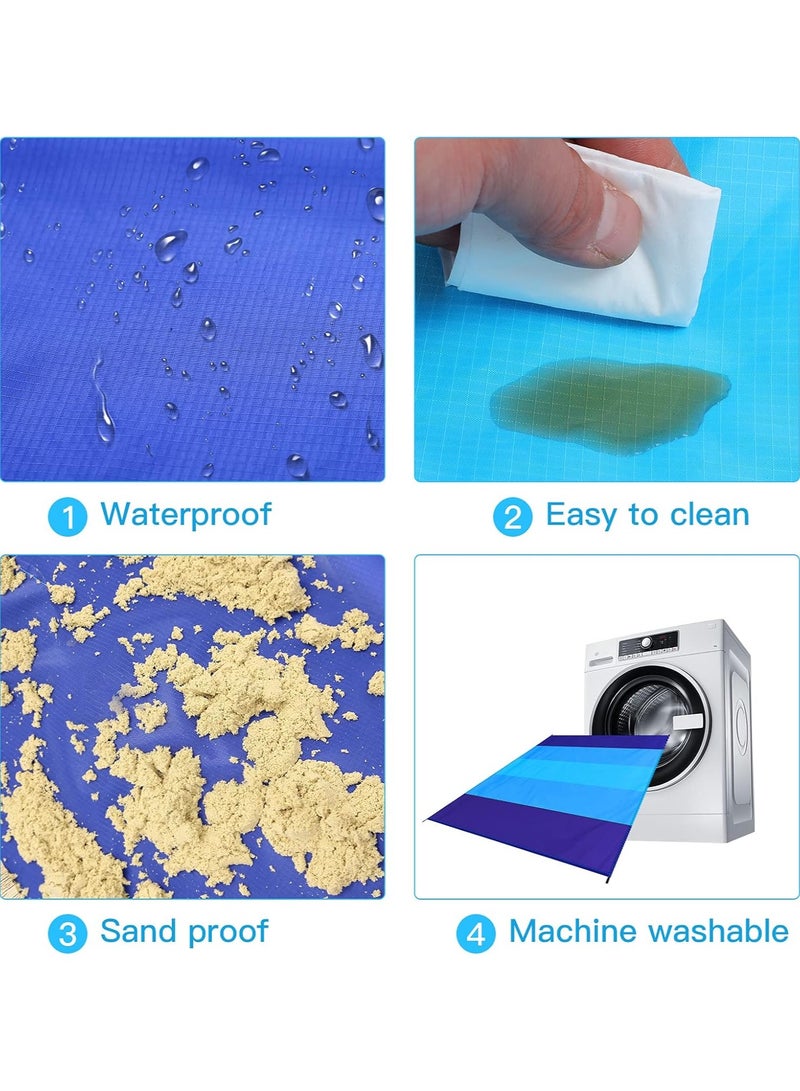 بي إيان سجادة الشاطئ المحمولة القابلة للطي - مقاومة للماء والرمل، خفيفة الوزن، سجادة نزهة لالتقاط الصور، التخييم، المشي لمسافات طويلة، الشاطئ، الحديقة، اليوغا - سهلة التنظيف، تجف بسرعة (كبيرة تقريبًا 200*210 سم). - Image 4