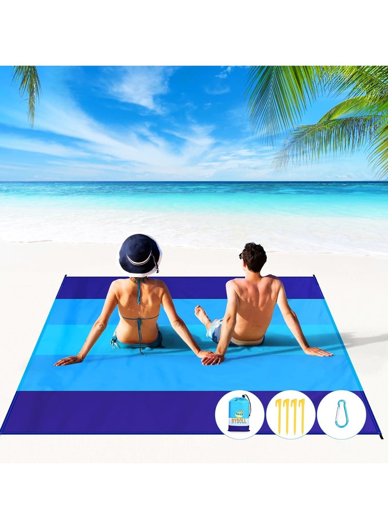 بي إيان سجادة الشاطئ المحمولة القابلة للطي - مقاومة للماء والرمل، خفيفة الوزن، سجادة نزهة لالتقاط الصور، التخييم، المشي لمسافات طويلة، الشاطئ، الحديقة، اليوغا - سهلة التنظيف، تجف بسرعة (كبيرة تقريبًا 200*210 سم). - Image 1