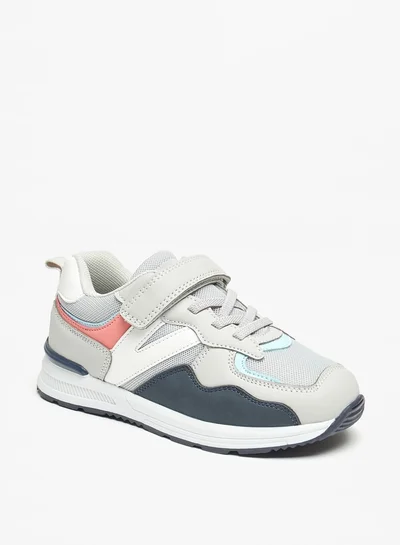 جونيورز Colourblock Sneakers with Hook and Loop Closure
