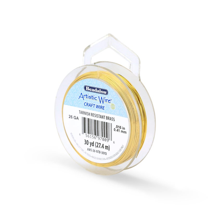 Artistic Wire, 26 Gauge Tarnish Resistant Brass Craft Wire, 30 yd - Image 1