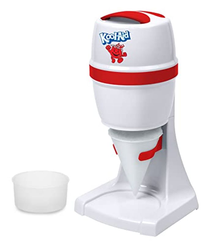 Nostalgia Kool-Aid Shave Ice & Snow Cone Maker, Includes Reusable Cup and Two Ice Molds, Stainless Steel Blades, Makes Margaritas, Frozen Cocktails, Slushies, Red - Image 1