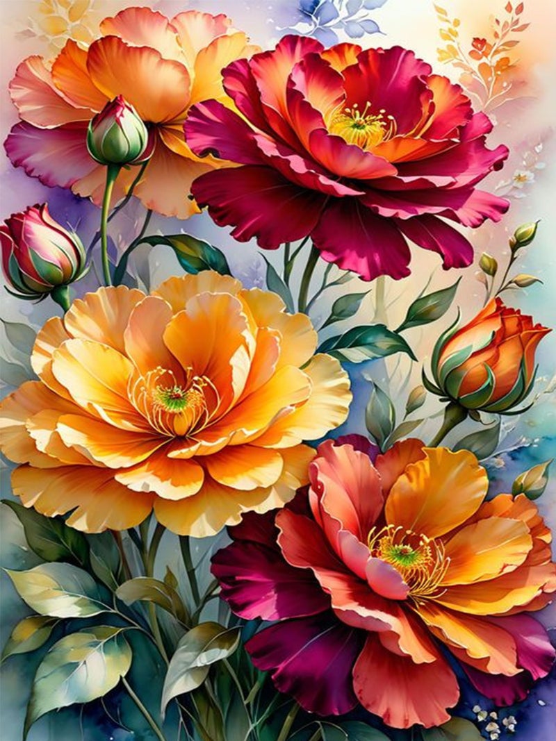 Ekuxom Flower Diamond Art Kits For Adults  Diamond Art Painting Kits Flowers  5D Full Drill Diamond Painting Flowers Diamond Art For Home Wall Decor 12X16Inch - Image 1