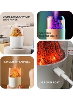 Generic Portable Humidifiers For Bedroom 300ml Cool Mist Humidifiers And Oil Diffuser,Quiet Rapid Humidifiers,Mini USB Air Scent Small Humidifier With 7-Led Color Changing (White-Volcano)  - Image 2