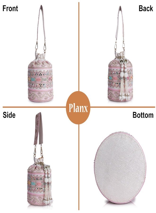 PLANX Velvet SilK Stylish Embroidery Unique Design Trendy Traditional Ethnic Wedding Party Handheld Potli For Women - Image 4