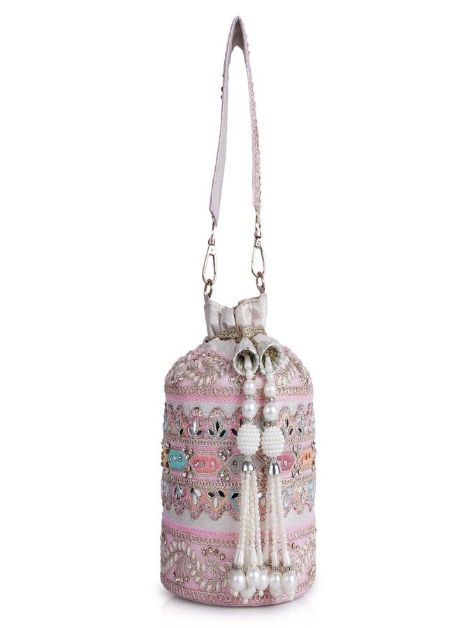 PLANX Velvet SilK Stylish Embroidery Unique Design Trendy Traditional Ethnic Wedding Party Handheld Potli For Women - Image 1