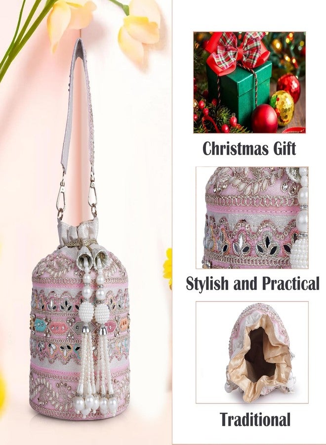 PLANX Velvet SilK Stylish Embroidery Unique Design Trendy Traditional Ethnic Wedding Party Handheld Potli For Women - Image 3