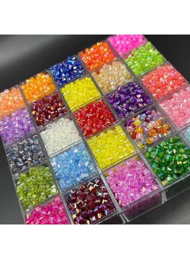 1648 قطعة 4 ملليمتر 25 لون مجموعة خرز أكريليك مربع لإمدادات حرف صنع المجوهرات - Image 3