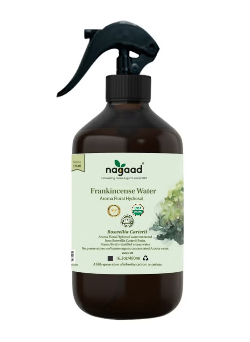 ناجاد رذاذ ماء زهور اللبان العضوي Boswellia Carterii من Nagaad - 100% عضوي معتمد من وزارة الزراعة الأمريكية برائحة الزهور المائية لاسترخاء البشرة وتوحيد اللون والعلاج العطري والترطيب ومكافحة الشيخوخة - Image 1