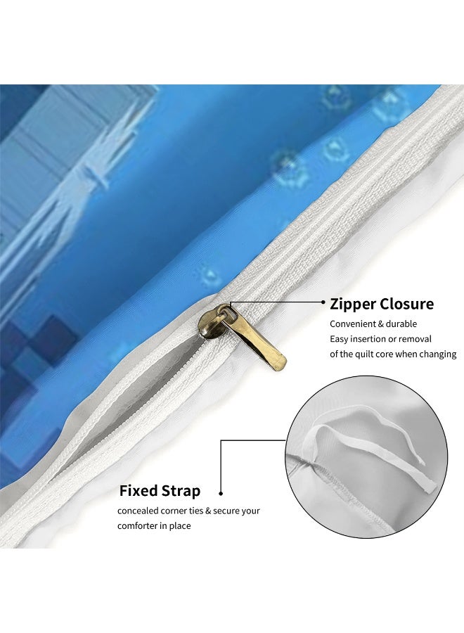 ماين كرافت طقم مفروشات بنمط إبداعي من ثلاث قطع مع ملاءات بوليستر ناعمة من الألياف الدقيقة ، بما في ذلك غطاء لحاف وغطاء وسادة (غطاء لحاف مقاس 150 سم × 200 سم) - Image 2