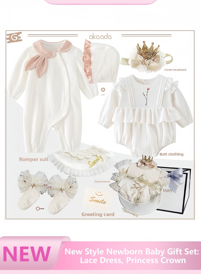 New Style Newborn Baby Gift Set: Lace Dress, Princess Crown.  - Image 1