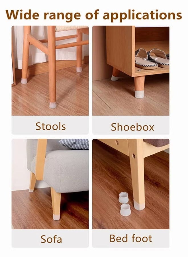 Gerenic 8Pcs Chair Leg Floor Protectors, Chair Leg Furniture Pads, Silicone Foot Cover, Stool Non-Slip Mute Foot Protectors,  Elastic Furniture Chair Leg Protectors, Round Floor Protectors, Prevents Scratches and Noise, Protect Furniture, Without Leaving Trace(Grey) - Image 3