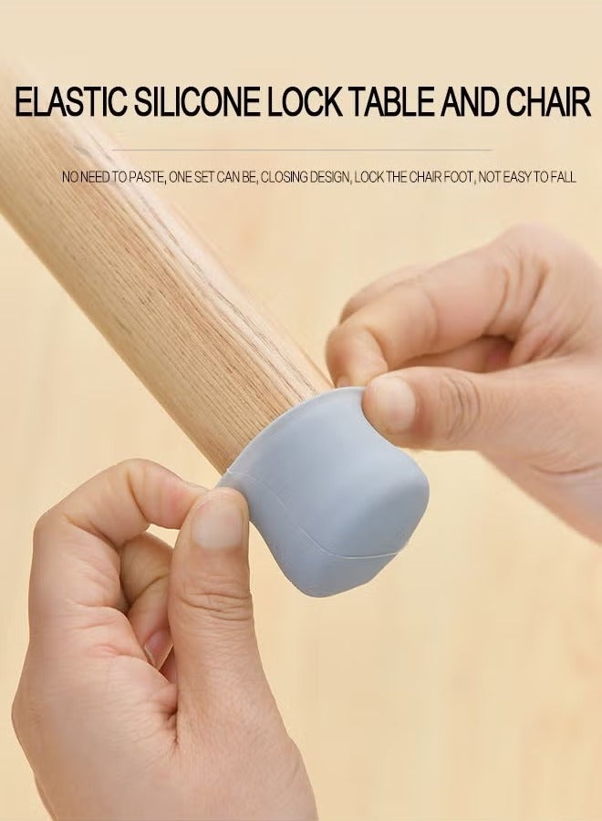 Gerenic 8Pcs Chair Leg Floor Protectors, Chair Leg Furniture Pads, Silicone Foot Cover, Stool Non-Slip Mute Foot Protectors,  Elastic Furniture Chair Leg Protectors, Round Floor Protectors, Prevents Scratches and Noise, Protect Furniture, Without Leaving Trace(Grey) - Image 5