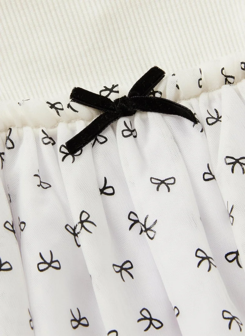 Matalan Baby Cream Mono Bow Mesh Dress