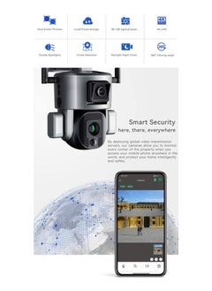 كروني كروني كاميرا واي 5 واي فاي 4K-8MP-4X تعمل بالطاقة الشمسية مزدوجة الربط بطارية PTZ كاميرا 8MP كاميرا CCTV لاسلكية خارجية IP66 مقاومة للماء IP66  - Image 5