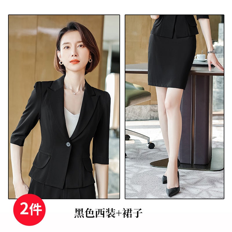 In spring and summer, Han Fan Suit Dress Womens Business Wear suit Short-sleeved Small Suit Womens Clerk Work Wear Pink Dress  - Image 3