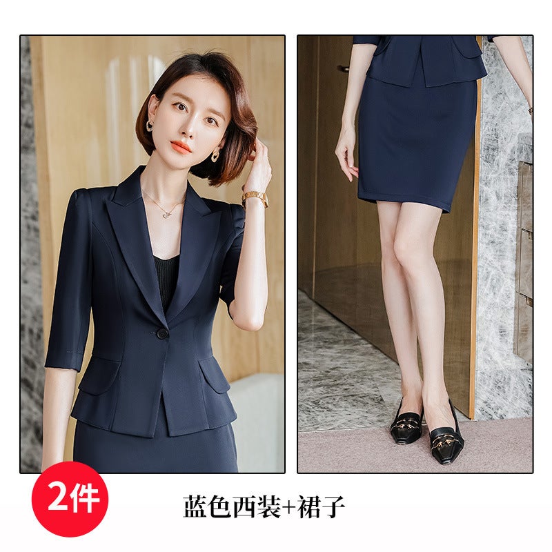 In spring and summer, Han Fan Suit Dress Womens Business Wear suit Short-sleeved Small Suit Womens Clerk Work Wear Pink Dress  - Image 2