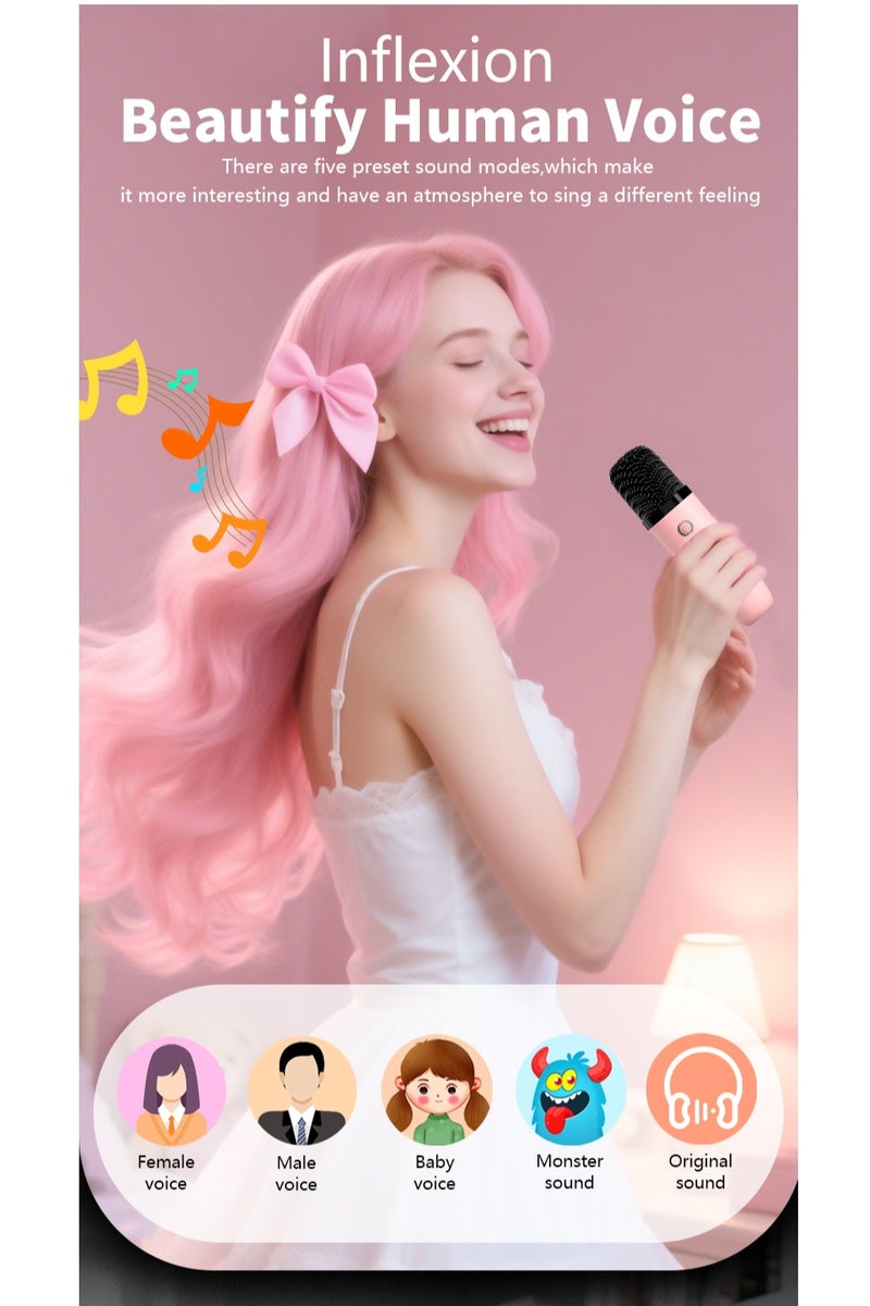 Kids Karaoke Speaker with Dual Microphones, Multiple Lighting Modes, Bluetooth Compatible Audio System, Holiday Gift, New Year Gift Purple  - Image 5