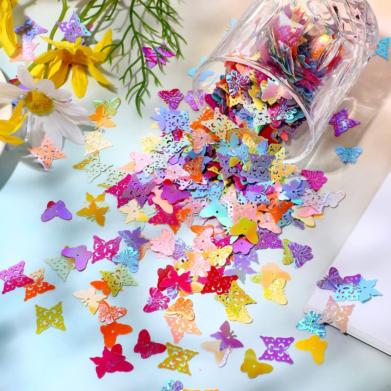 Zomiboo Butterfly Party Table Confetti Colorful Butterfly Glitter Holographic Flake Sequins Engagement Bridal Shower Mother's Day Party Birthday Sprinkles Scatter Decorations, 3.52 Oz/100 g - Image 5