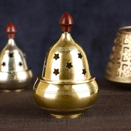 CraftVatika Akhand Brass Diya Round Apple Design Shape Diya for Puja Brass Deep Jyoti Oil Lamp for Home Temple Pooja Decor Gifts Pack of 1 - Image 1