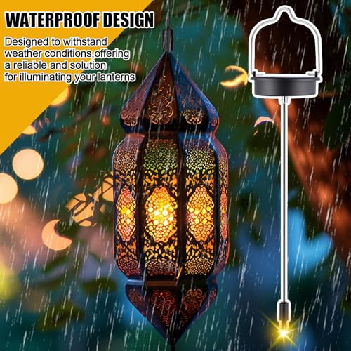 Kingdder 6 Pack Solar Light Replacement Top 3 Inch Solar Lantern Replacement Lid with 600mah Rechargeable Battery Waterproof Hanging Lamp Parts for Outdoor Patio Garden Warm Yellow Light - Image 3