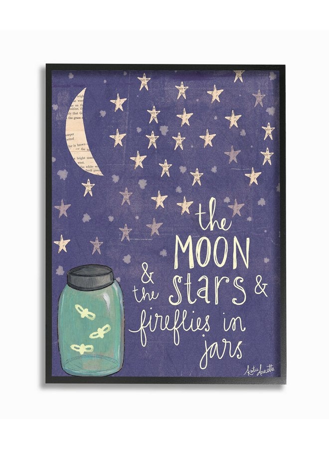 Stupell Industries Moon Stars Fireflies Framed Giclee Texturized Art, 11 x 1.5 x 14, Proudly Made in USA