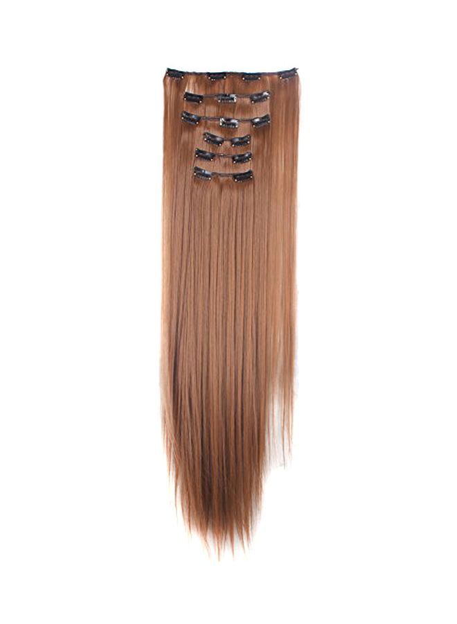 NIBEMINENT 8-Piece Straight Hair Extension Set Brown 26inch