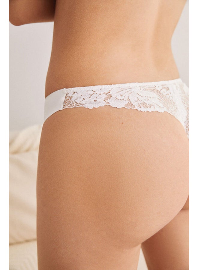 Microfiber lace thong