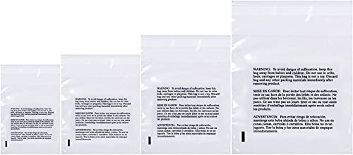 Retail Supply Co Poly Bags with Suffocation Warning 6x9", 8x10", 9x12", 11x14" - Combo Pack of 400 (100 each size) - Clear Poly Bags by Retail Supply Co - Resealable - Image 1