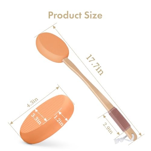 AmazerBath Lotion Applicator for Back Feet 4 Replaceable Pads with Long Handle Back Sunscreen Applicator for Kids Elderly Women Apply Cream Medicine Skin Cream Moisturizer Tanner Orange - Image 3