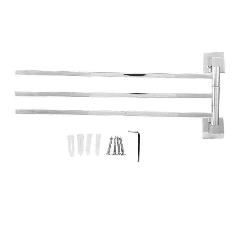 Stainless Steel Towel Rack Bar 180° Rotatable Towel Bathrobe Hanger Holder for Bathroom3 Rods - Image 1
