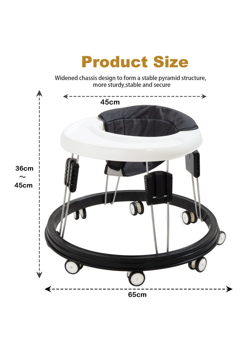 Bebiland Baby Walker, Baby Walker Foldable Adjustable Height,Multi-Function Anti-Rollover Toddler Walker,Suitable for All terrains for Baby Boys and Baby Girls 6-18Months 9 Heights Adjustable (Pink)  - Image 2