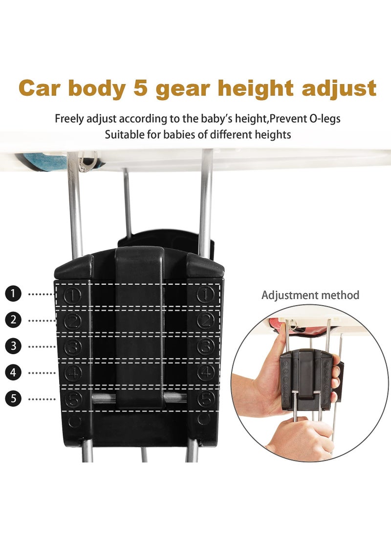 Bebiland Baby Walker, Baby Walker Foldable Adjustable Height,Multi-Function Anti-Rollover Toddler Walker,Suitable for All terrains for Baby Boys and Baby Girls 6-18Months 9 Heights Adjustable (Pink)  - Image 4